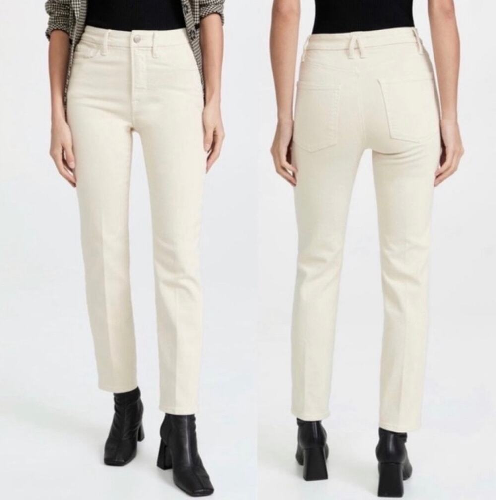 Good American Good Classic High-Rise Slim Straight Jeans in Bone Size 27